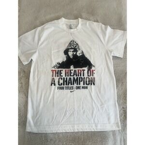 Nike Manny Pacquiao T-shirt XL White The Heart of A Champion 4 Titles‎ Boxing